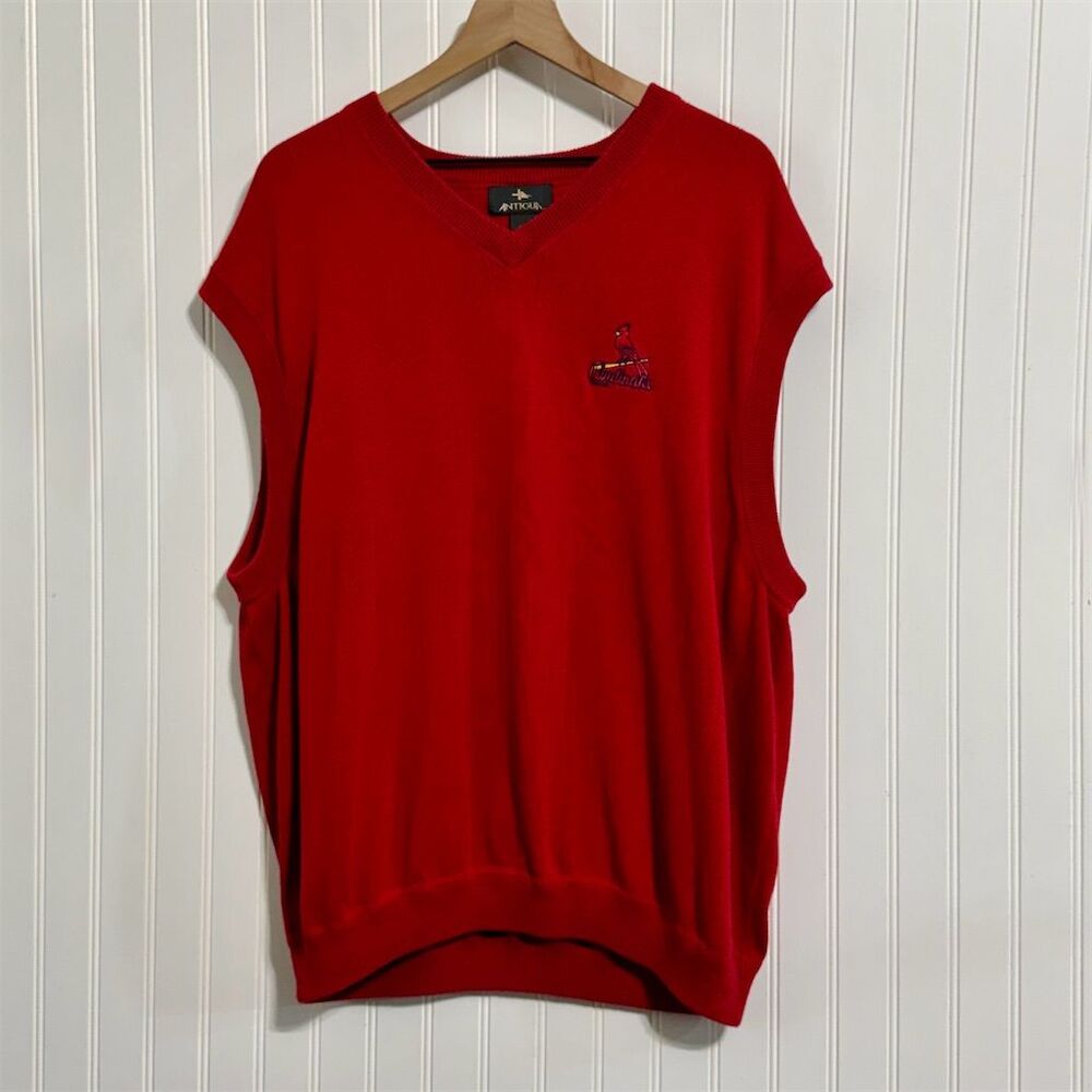 Vintage Antigua St Louis‎ Cardinals Sweater Vest Mens XXL Red V-Neck Golf MLB